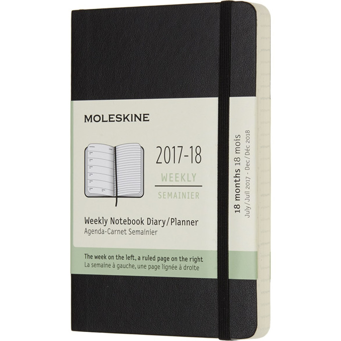 Еженедельник MOLESKINE Academic Soft Weekly Pocket, черный DSB18WN2